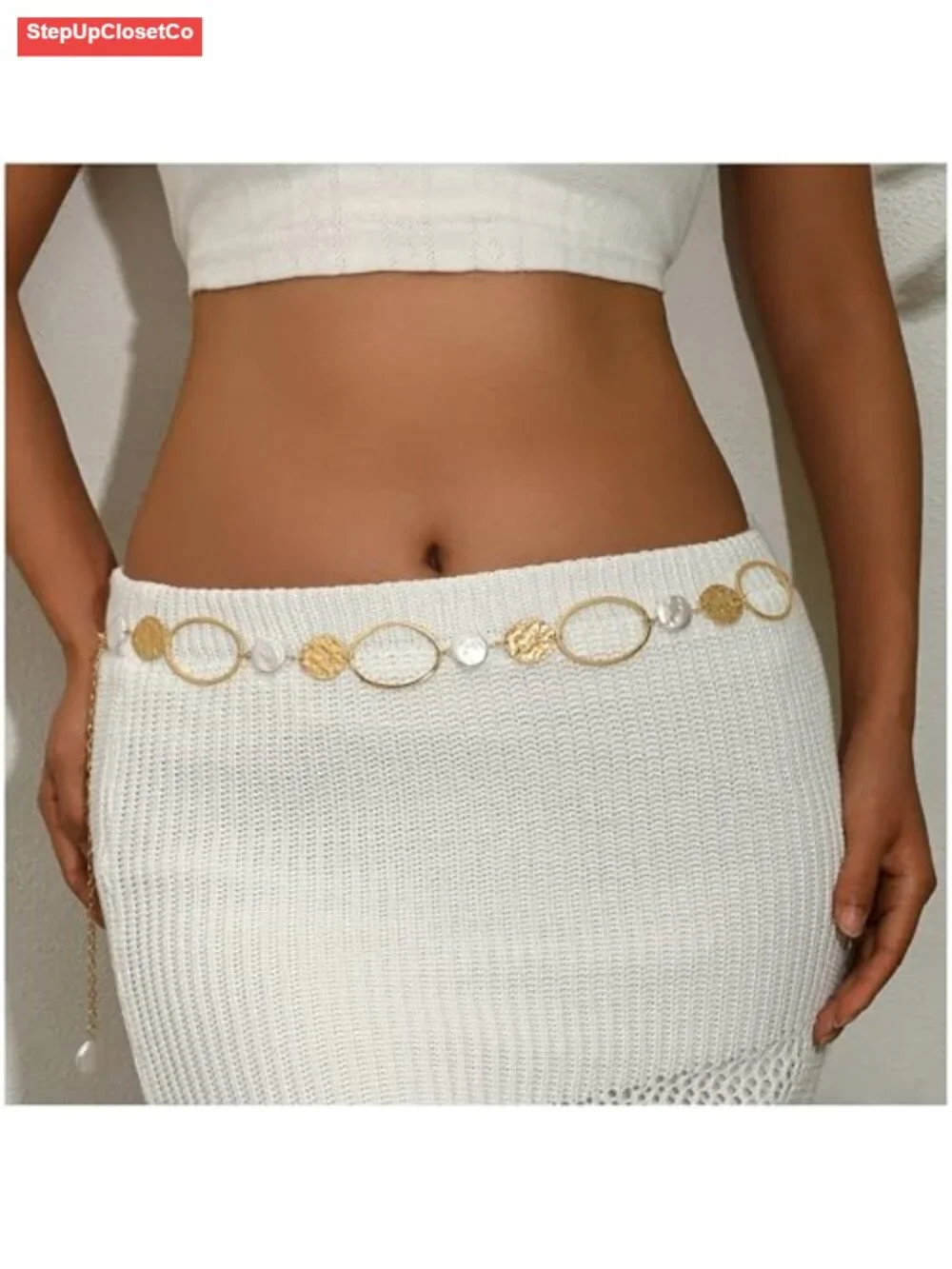Gold Tone Waist Chain Belt Boho Adjustable Belly Chain for Women